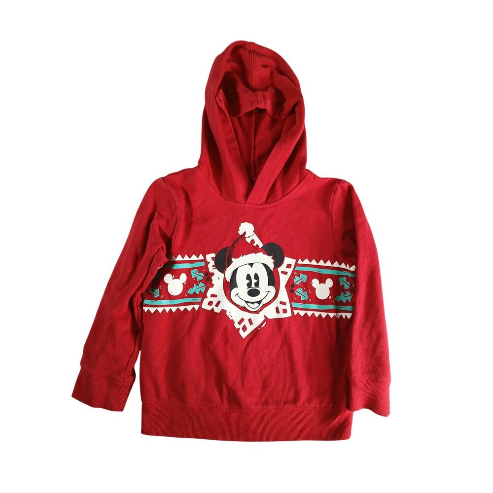 Disney Mickey Mouse Kids Sweatshirt Boy 5T Red Jumping Beans Softest Fleece Hood